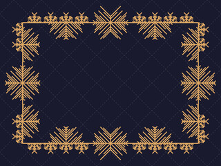 Christmas frame in art deco style with snowflakes. Line art vintage linear border. Design a template for invitations, leaflets and greeting cards. The style of the 1920s - 1930s. Vector illustration