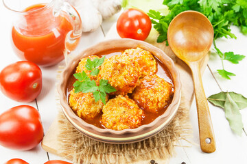 Meatballs with rice