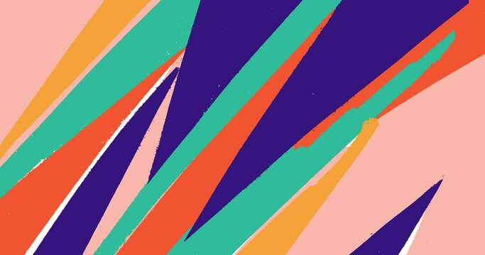 Retro abstract 80's 90's design pattern transition background. Jazz disposable cup meme style with vintage brush strokes vintage colors. Seamless 4k pop art design transition.