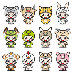 12 set chinese zodiac mascot collection