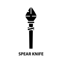 spear knife icon, black vector sign with editable strokes, concept illustration