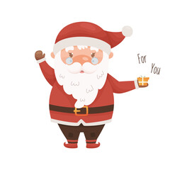 Cute cartoon Santa Claus character. Vector illustration.