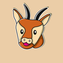 cute kawaii antelope head face illustrations, suitable for use as stickers, children's illustrations and more