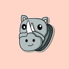 cute rhino head face illustration, good for sticker, logo, etc