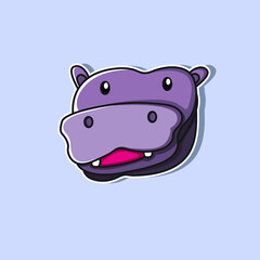 hippopotamus face cute cartoon illustrations, suitable for use as children's illustrations, design elements, logos, icons, stickers and more