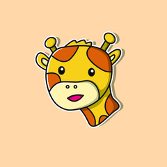 giraffe face cute cartoon illustrations, suitable for use as children's illustrations, design elements, logos, icons, stickers and more