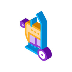 drain cleaning machine on cart icon vector. isometric drain cleaning machine on cart sign. color isolated symbol illustration
