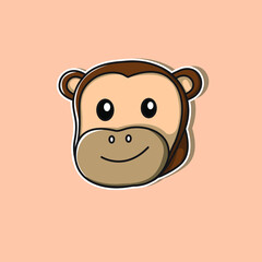 monkey face cute cartoon illustrations, suitable for use as children's illustrations, design elements, logos, icons, stickers and more