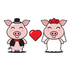 the character of the married pig couple illustration