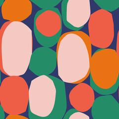 Abstract vector pattern with cut out oval shapes. Modern geometric texture. Trendy seamless collage background.