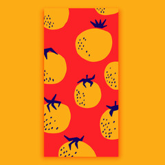 Abstract art poster. Minimal organic blob fruit shapes geometry art print, orange pattern contemporary aesthetic. Vector illustration