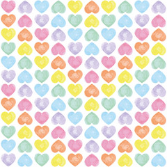 Seamless vector pattern with small multicolored hearts. the colors of the rainbow, zigzagSeamless hearts pattern. Hand drawn