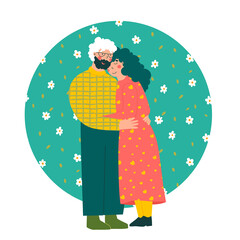 Cartoon elderly couple. Modern flat vector illustration. Old people