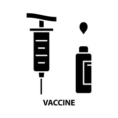 vaccine icon, black vector sign with editable strokes, concept illustration