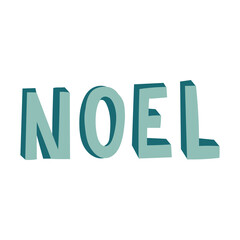 Handwritten lettering noel.Scandinavian style. Vector hand drawn illustration.