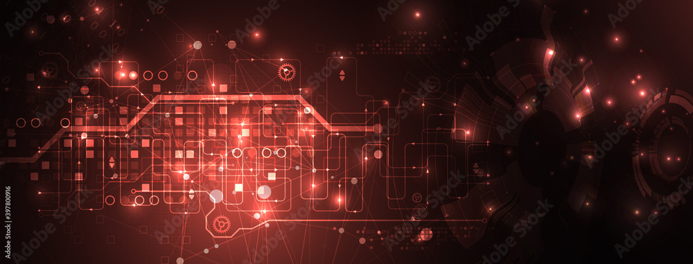 Wall mural abstract glowing technology background. communication concept. template for science presentation. ve