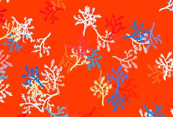 Light Blue, Red vector doodle template with branches.