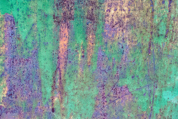 rust on a purple and mixed green background