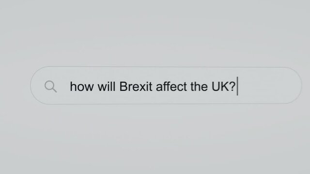 How will Brexit affect the UK? - Internet browser search bar question typing text with camera movement.