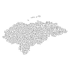 Obraz premium Honduras map from black pattern of the maze grid. Vector illustration.
