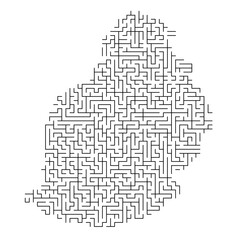 Mauritius map from black pattern of the maze grid. Vector illustration.