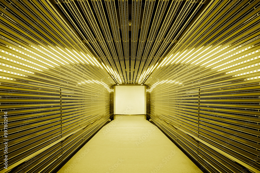 Aufkleber interior view of modern futuristic tunnel. building abstract background