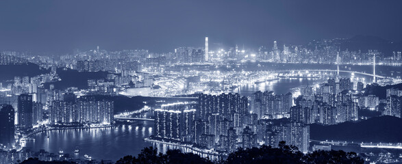 Fototapeta premium Panorama of Hong Kong city at night
