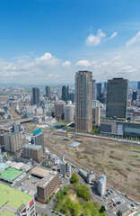 Fototapeta na wymiar Skyline of downtown district of Osaka city, Japan