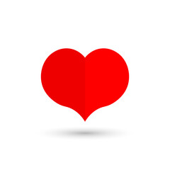 Heart icon, flat graphic design template, love sign, Valentines Day symbol, vector illustration