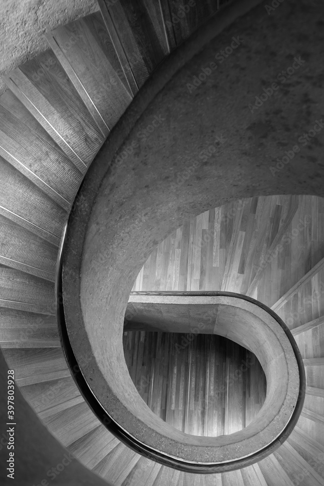 Poster modern spiral staircase. contemporary architecture abstract background