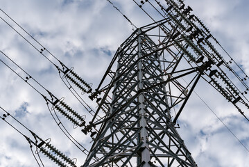 High voltage power lines and electric poles