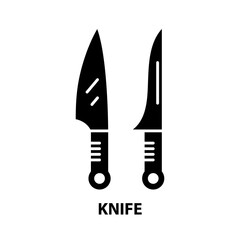 knife icon, black vector sign with editable strokes, concept illustration
