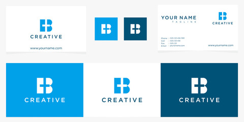 creative simple of cross letter b icon logo business card template