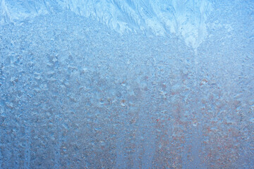 Winter frozen background, beautiful texture of frozen glass in winter, negative air temperature