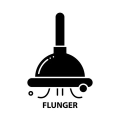 flunger icon, black vector sign with editable strokes, concept illustration