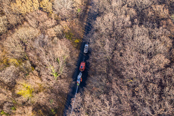 Aerial view of road painting