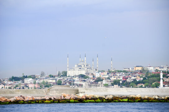 Blue Mosque, is symbol of Istanbul, was shot from boat which was on the sea.