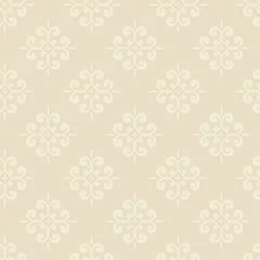 Gordijnen Seamless wallpaper texture, background pattern. Colors: beige and white. Floral ornament for decoration. Template for wallpaper design, seamless pattern, greeting cards. Vector. © PETR BABKIN