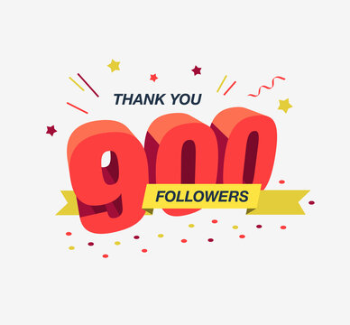 Thank you 900 social media followers, modern flat banner. Easy to use for your website or presentation.
