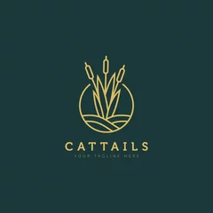 Foto op Canvas cattails / reed above the water minimalist flat design logo illustration design template © BLAZYBONE