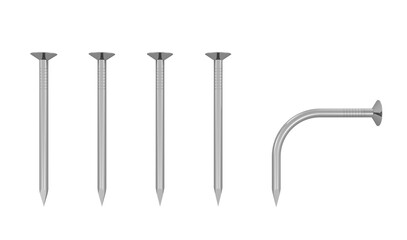 ein krummer Nagel zwischen geraden Nägeln