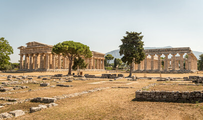 Archaeological site of Paestum , Archaic Temple and Temple of Hera II (also erroneously called the...