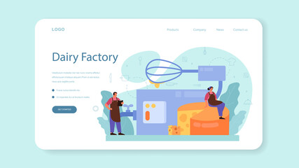 Cheese maker concept web banner or landing page