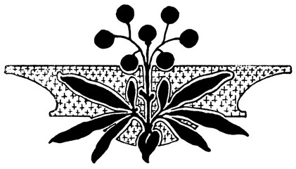 Abstract floral ornament, chapter separator in a book. Illustration of the 19th century. White background.