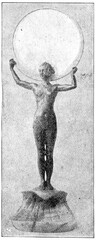 Bronze statuette of Venus Anadyomene - mirror holder. Illustration of the 19th century. Germany. White background. © Sergey Kohl