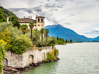 Stunning view of the coast of Lake Como in the town of Gravedona.