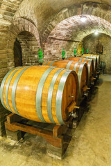 Old Wine barrels in a wine cellar