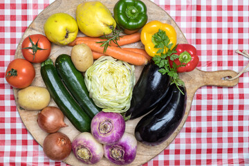 vegetables  on a wooden cutting board