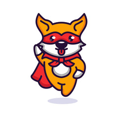 Cute super dog pose logo mascot