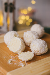 Handmade homemade sweets on a Christmas background. Cooking.